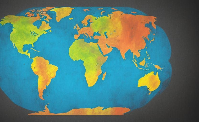 Earth Chakras World Map in Pop Art Style