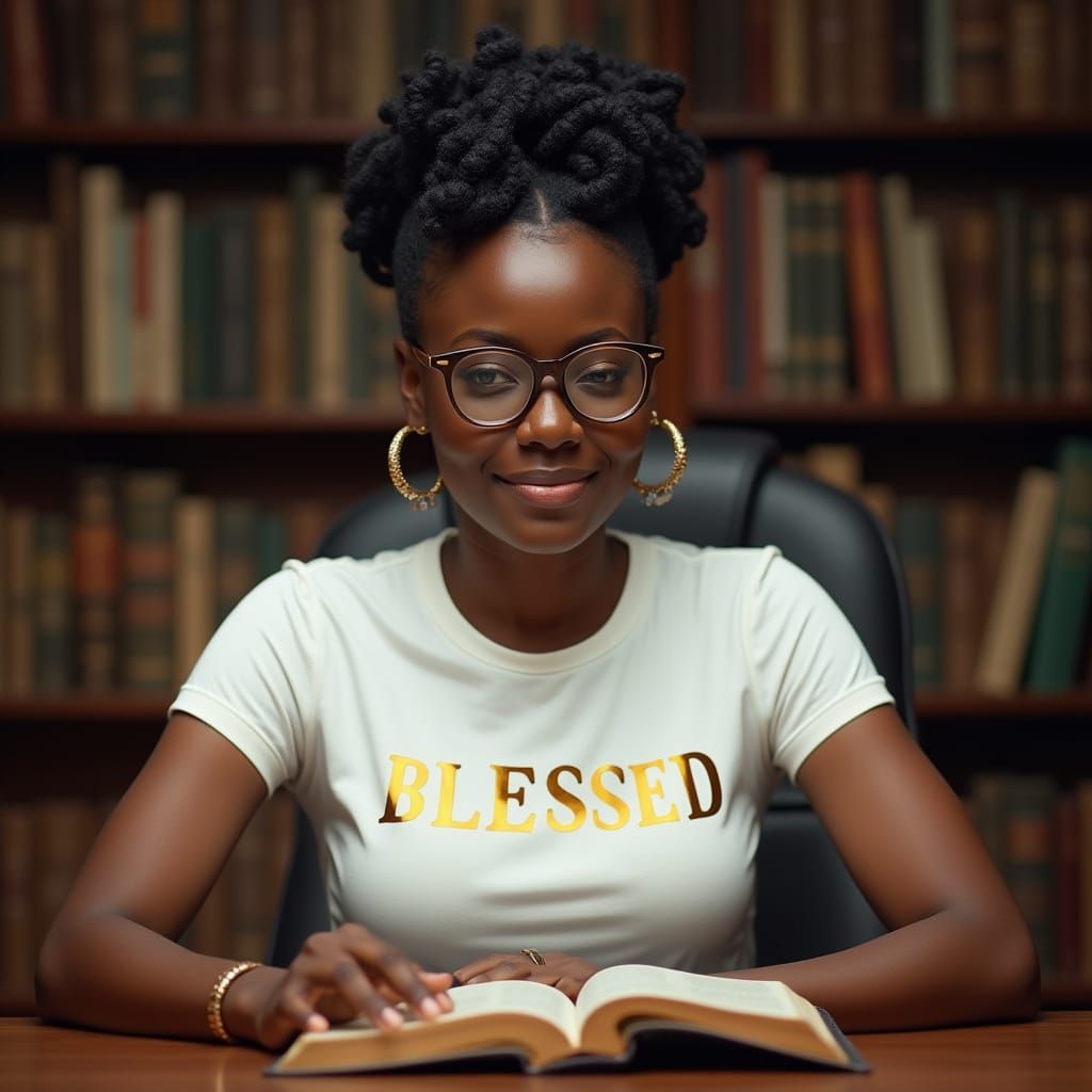 South African Woman Reading Bible in Photorealistic Style