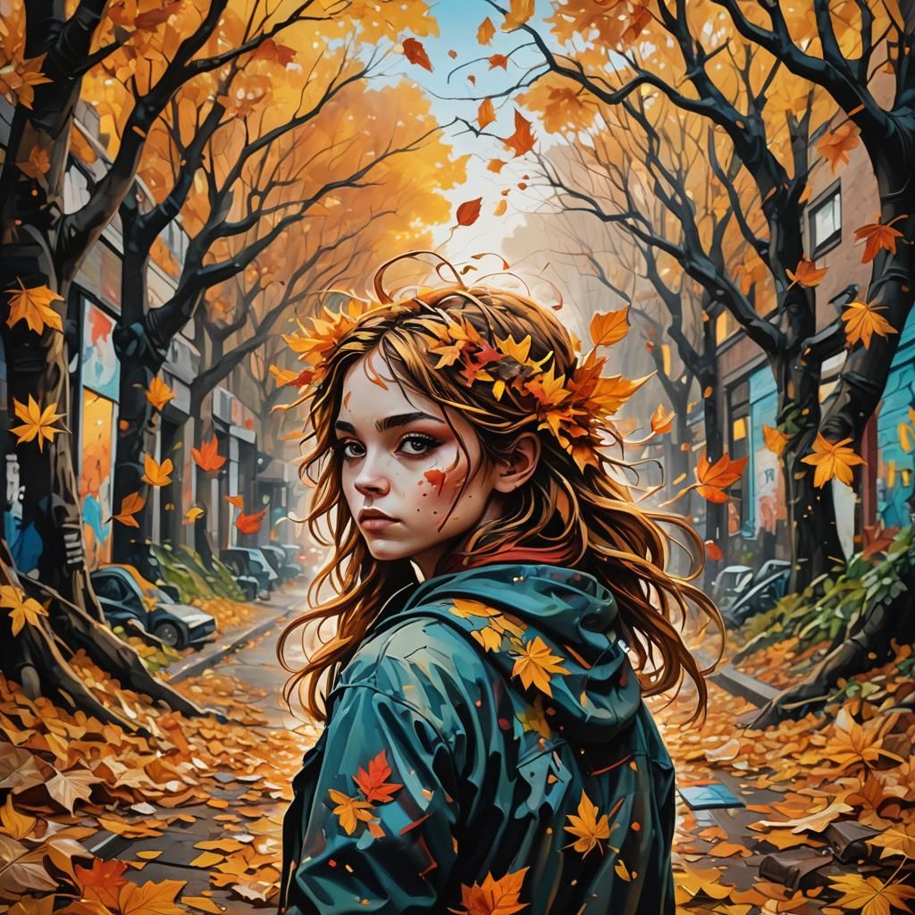 Autumn Fae in Digital Street Art Style