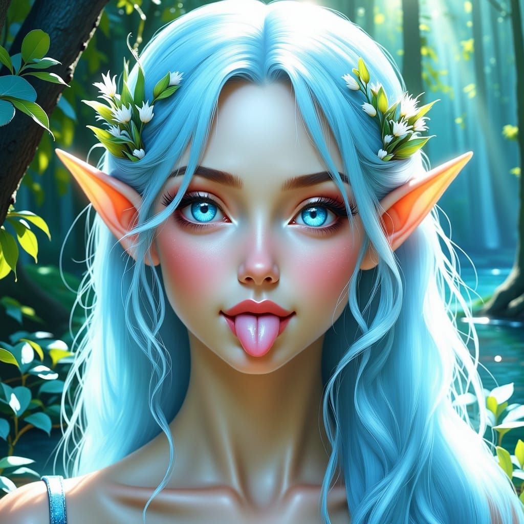 Whimsical Elf Maiden in Vibrant Fantasy Style