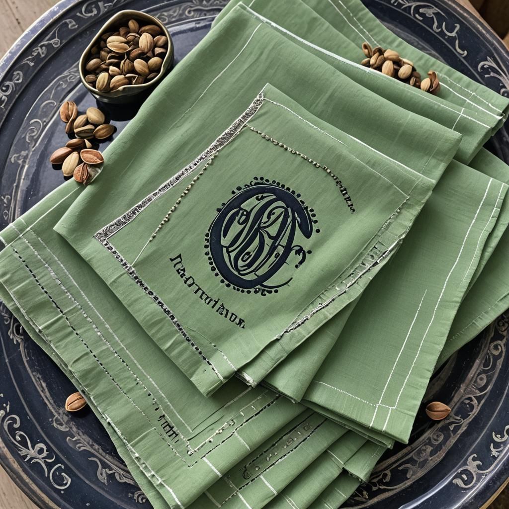 Detailed Antique Napkins with Tea Seeds, Matte Painting