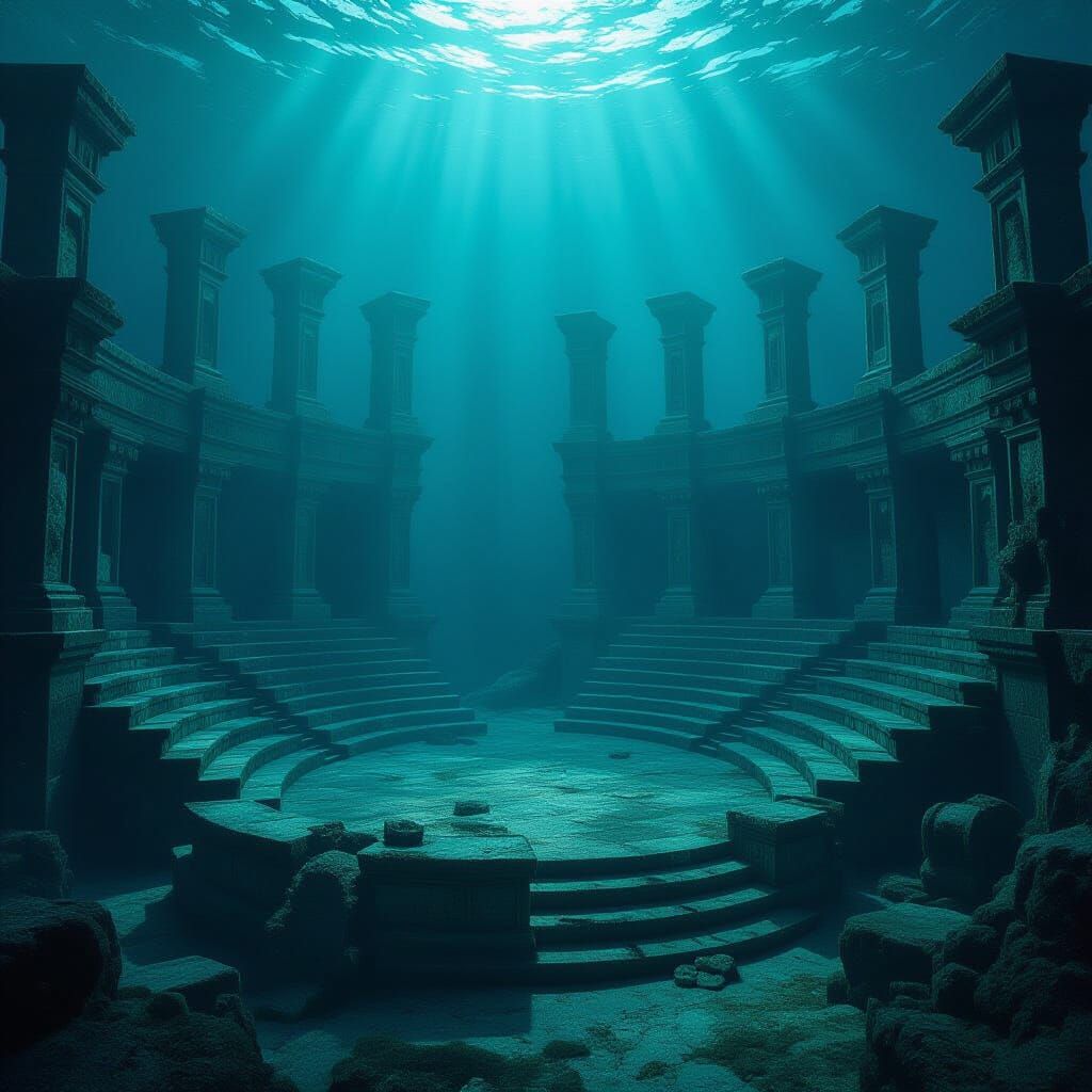 Underwater Amphitheater with Ethereal Lighting
