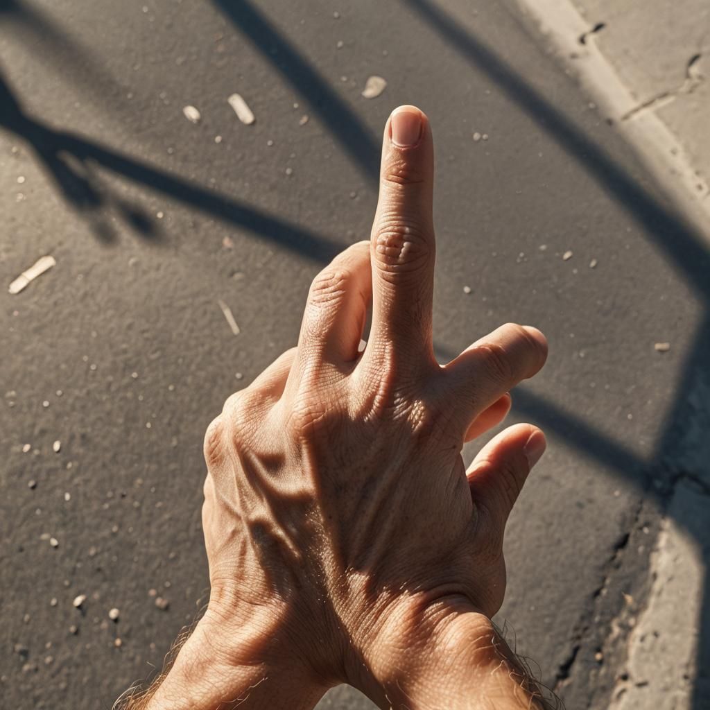 Hyperrealistic Macro Photograph of a Thumbs Up