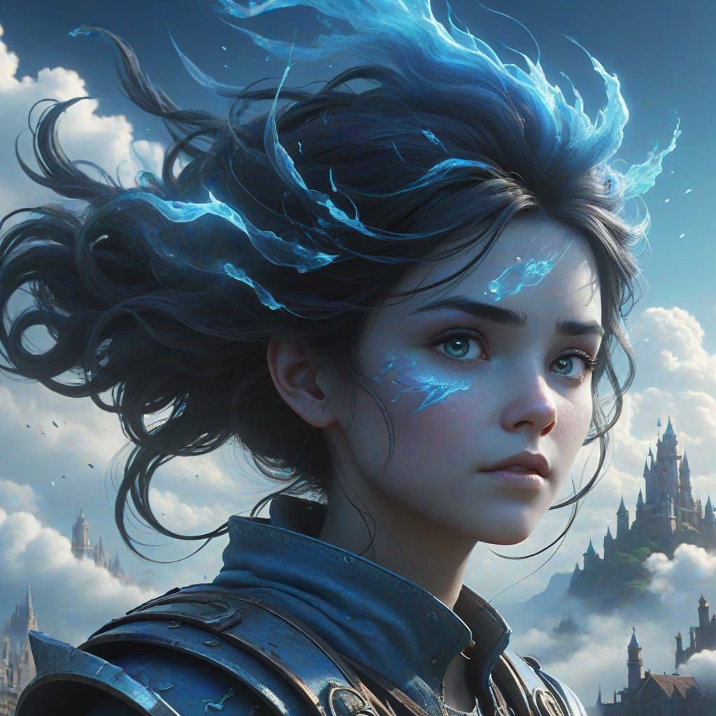 Ethereal Air Elemental in Whimsical Cloud City