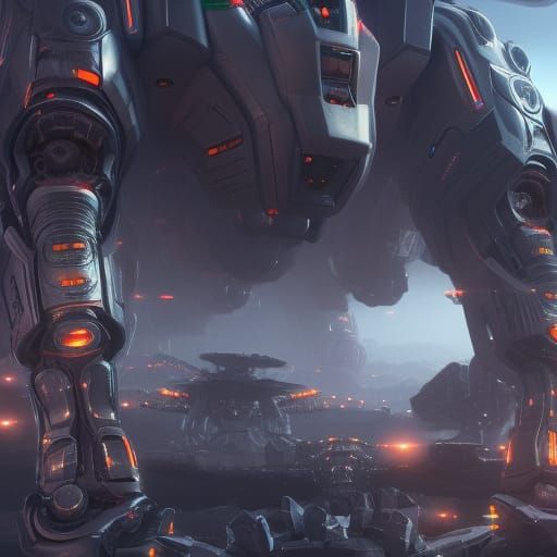 Epic Army of Cosmic Titans in Sci-Fi Style