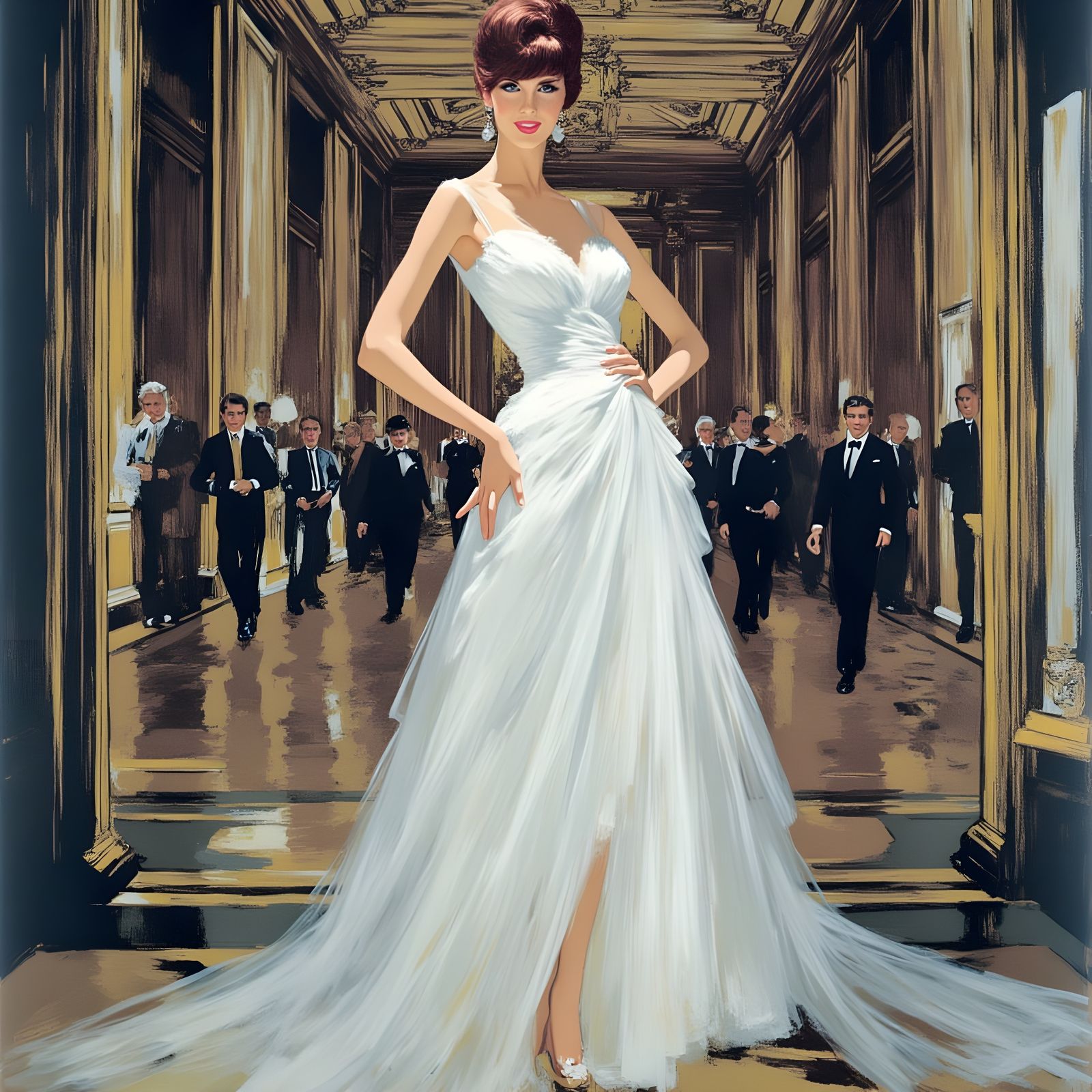 Raquel Welch Abstract Painting in Lavish Ballroom