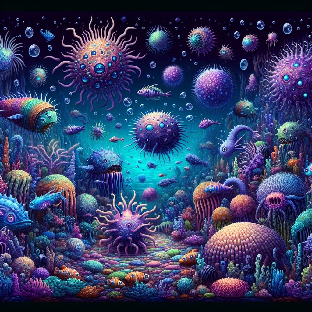 Vibrant Underwater World of Fantasy Sea Creatures