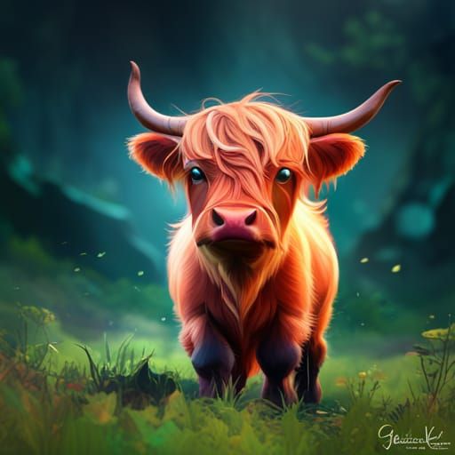 Cute Highland Calf Concept Art