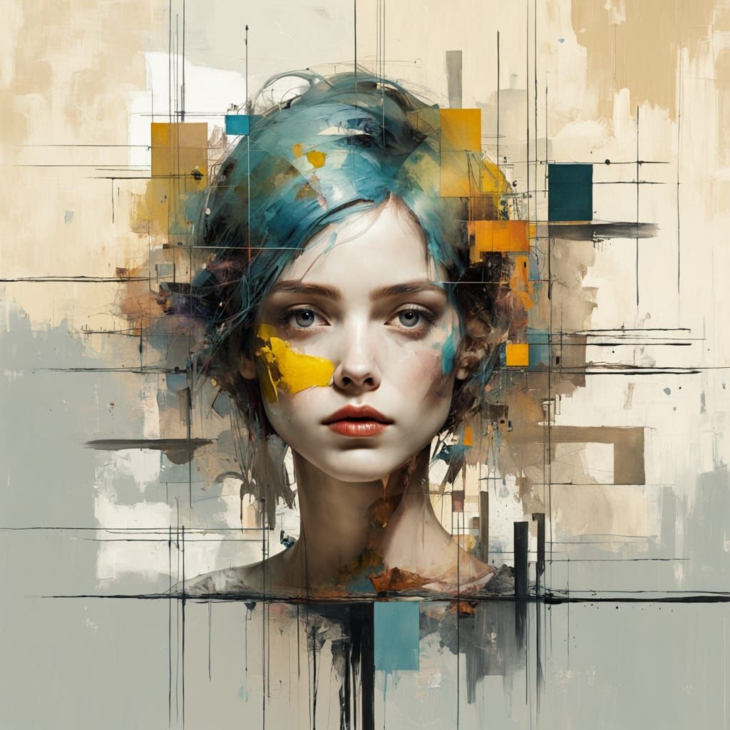 Dramatic Female Portrait with Rough Paint Strokes