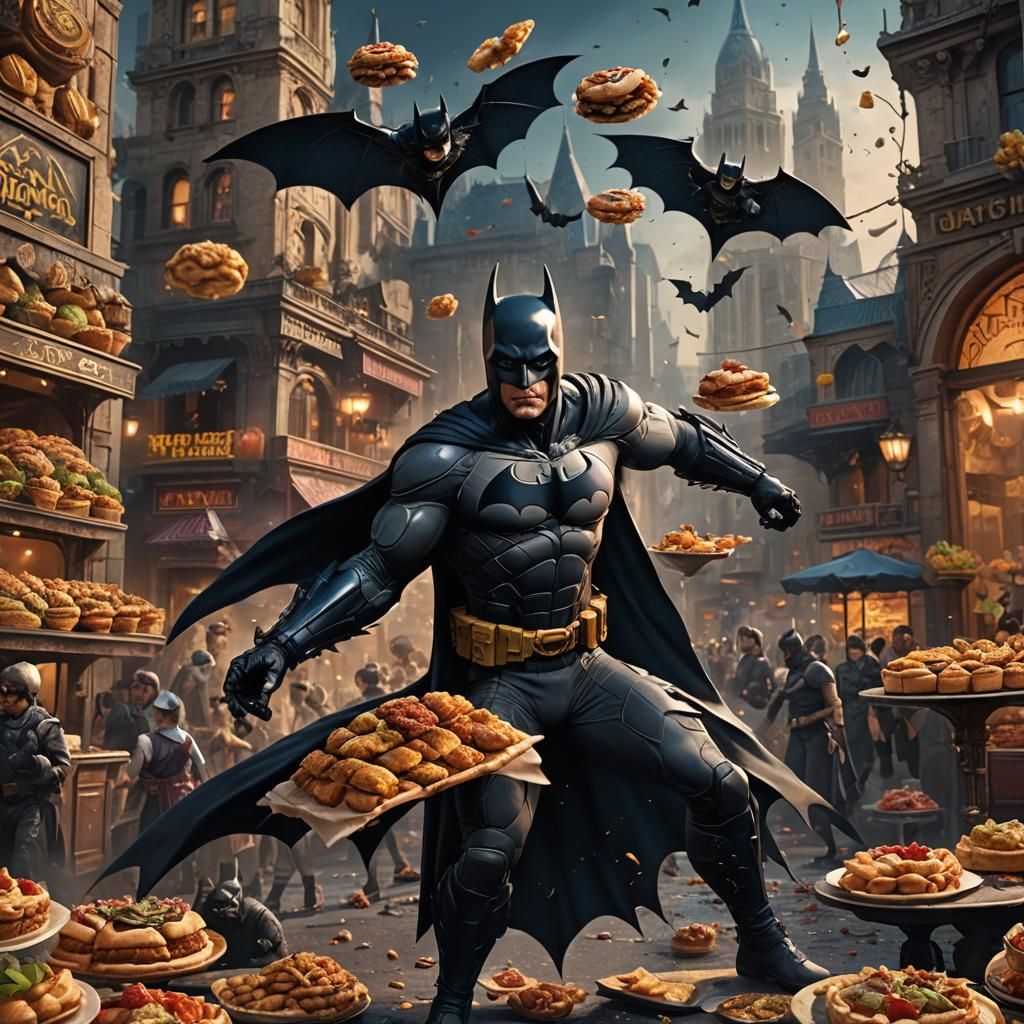 Batman as Ballerina Eats Kebab: Detailed Matte Painting
