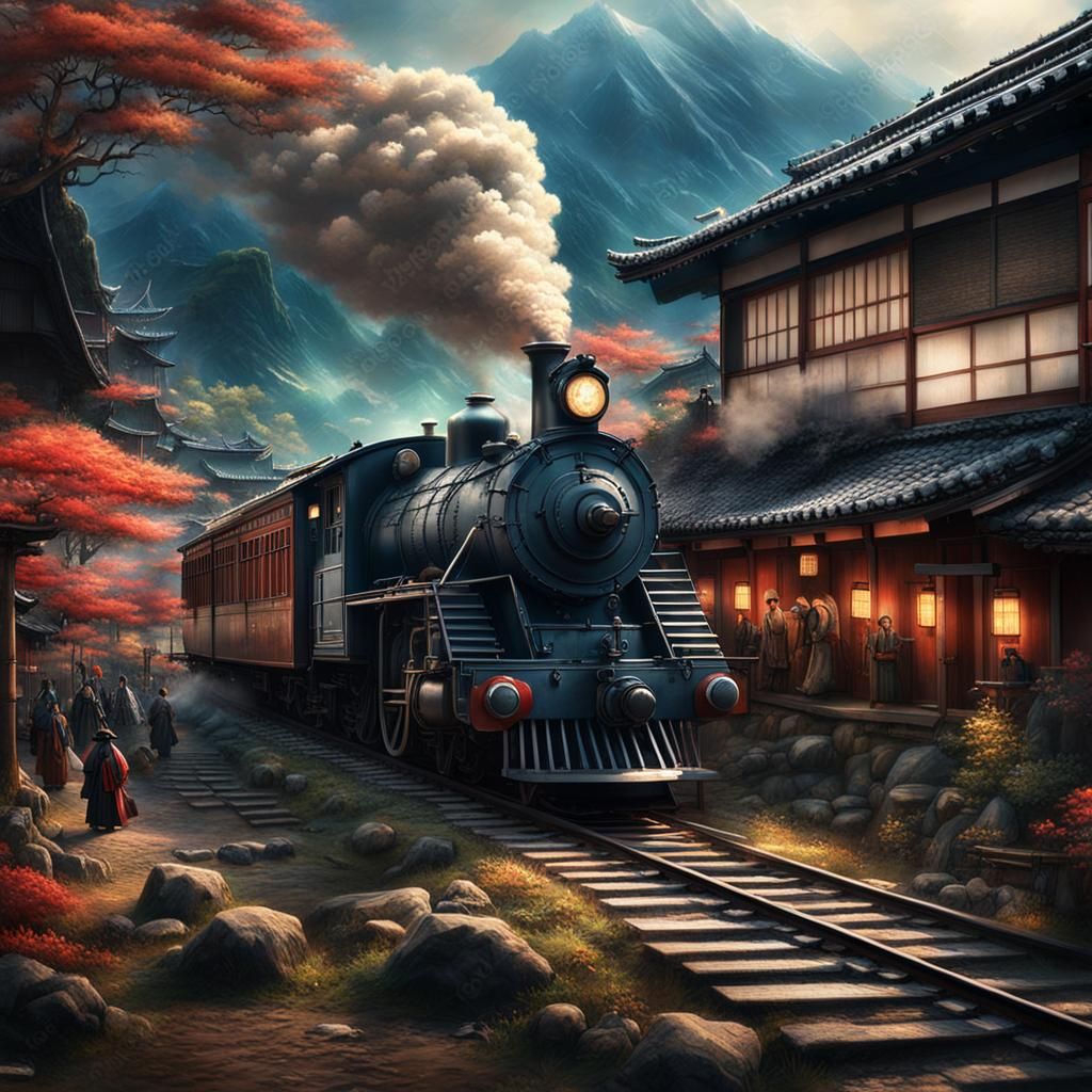 Train Arrives in Bakumatsu Japanese Village