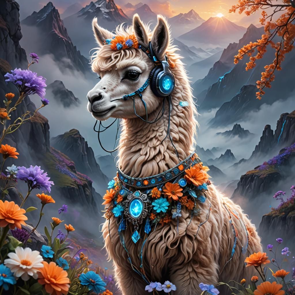 Mystical Alpaca with Glowing Accessories