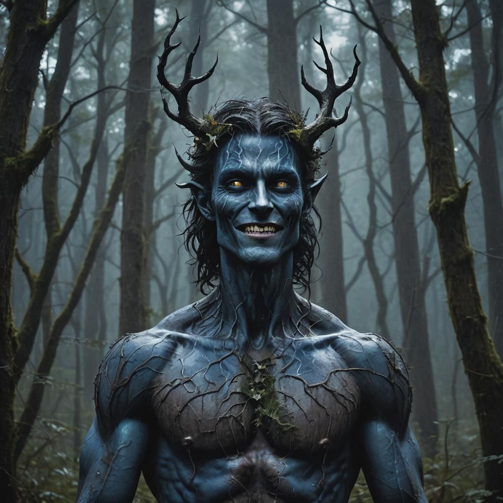 Dark Fae Emerge from Forest Shadows in Cyberpunk Style