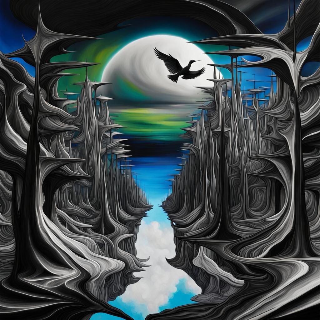 Abstract Surrealism: Black and White Dreamscape