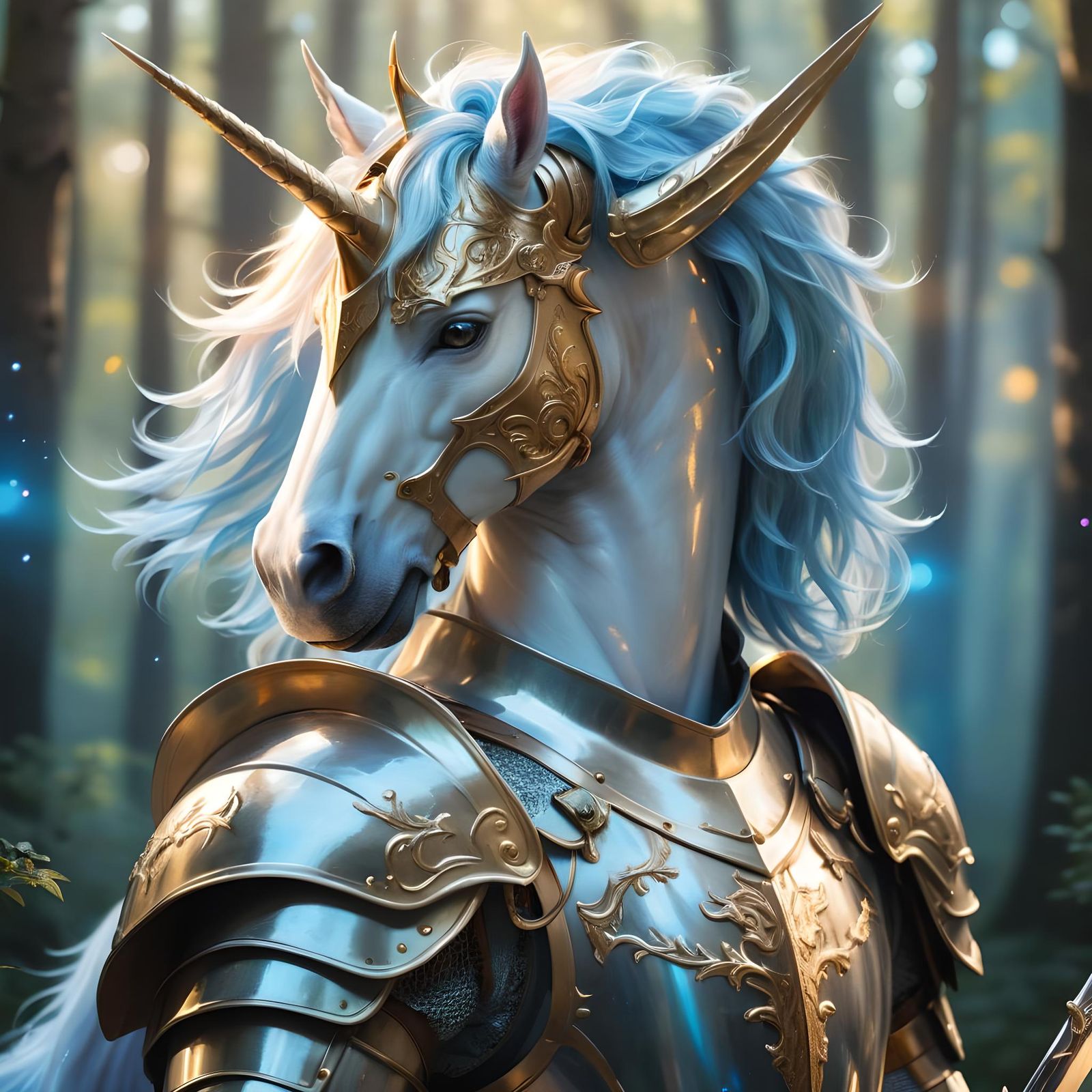 Anime Style Unicorn Knight Fantasy Portrait