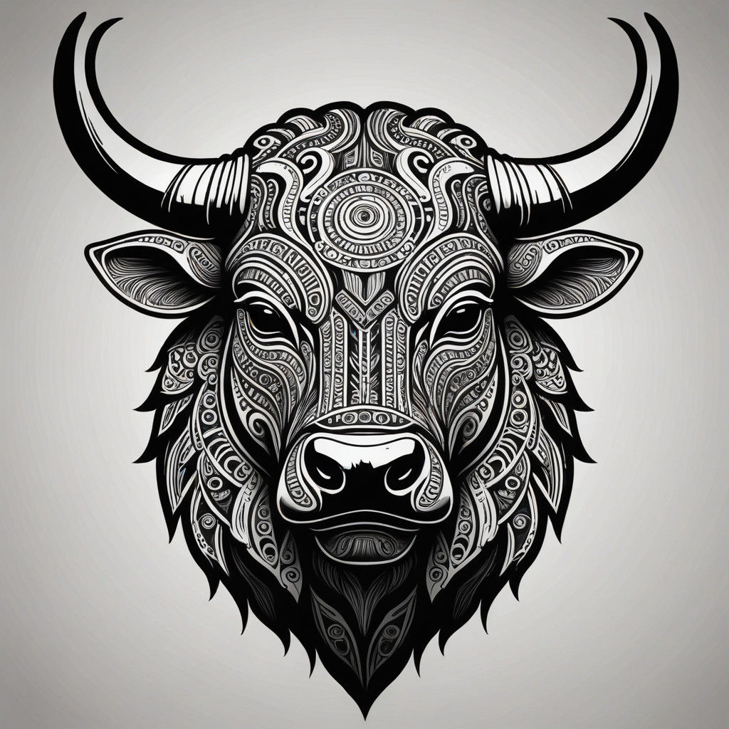 Haida linear art bull head outlining