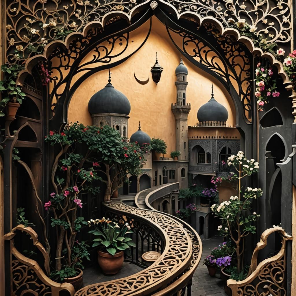 Garden decorations, oriental staging