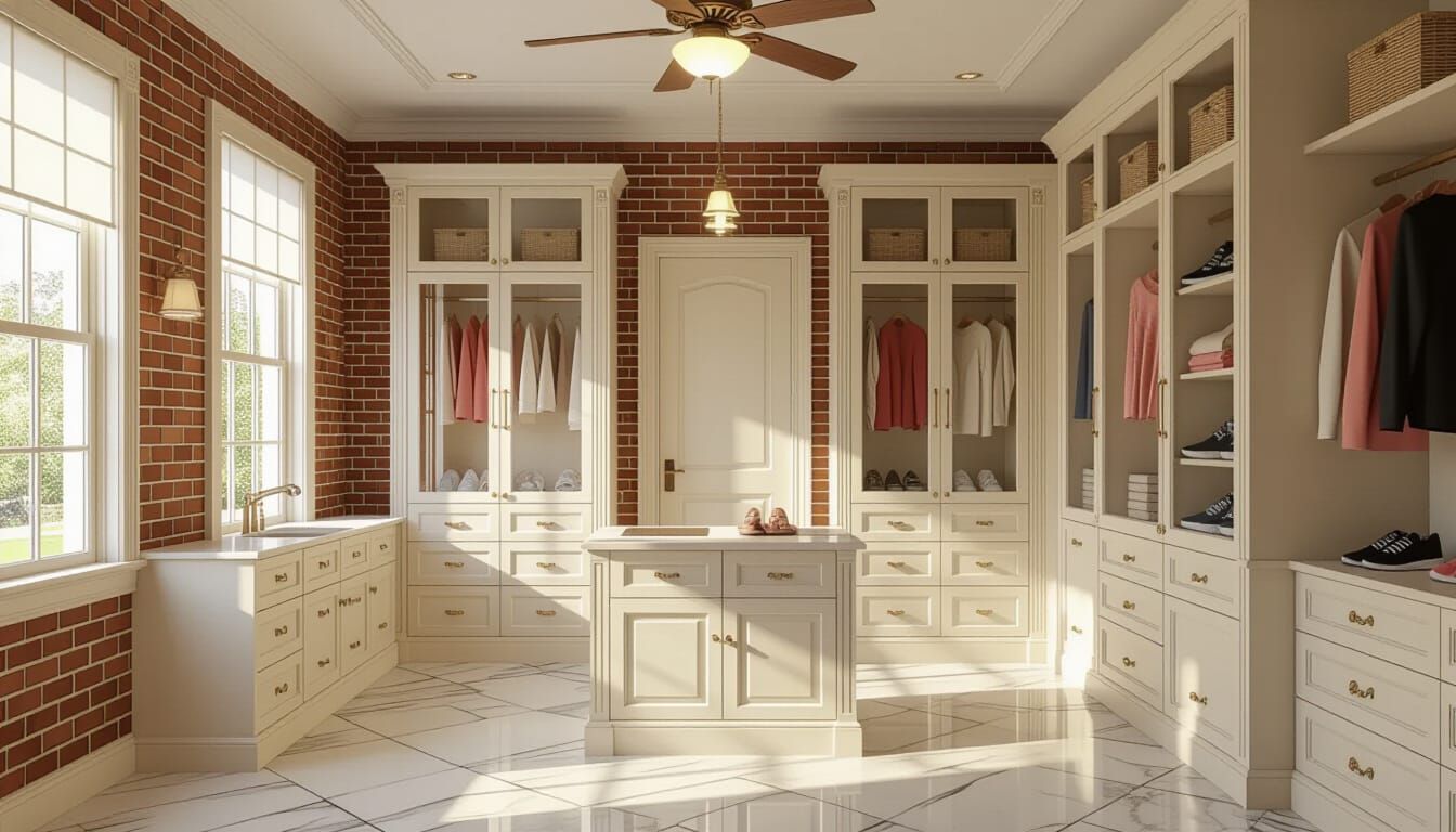 Victorian Walk-In Closet with Display Cabinets