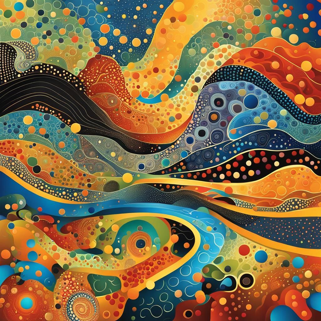 Abstract Aboriginal Landscape Painting with Bold Colors