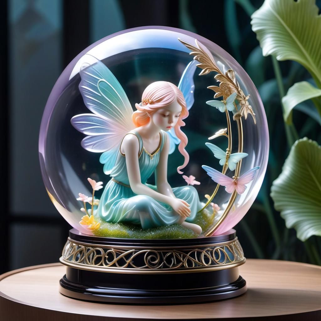 Imprisoned Fairy Figurine in Art Nouveau Style