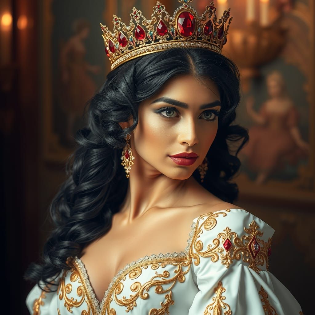 Regal Russian Empress Portrait in Baroque Style