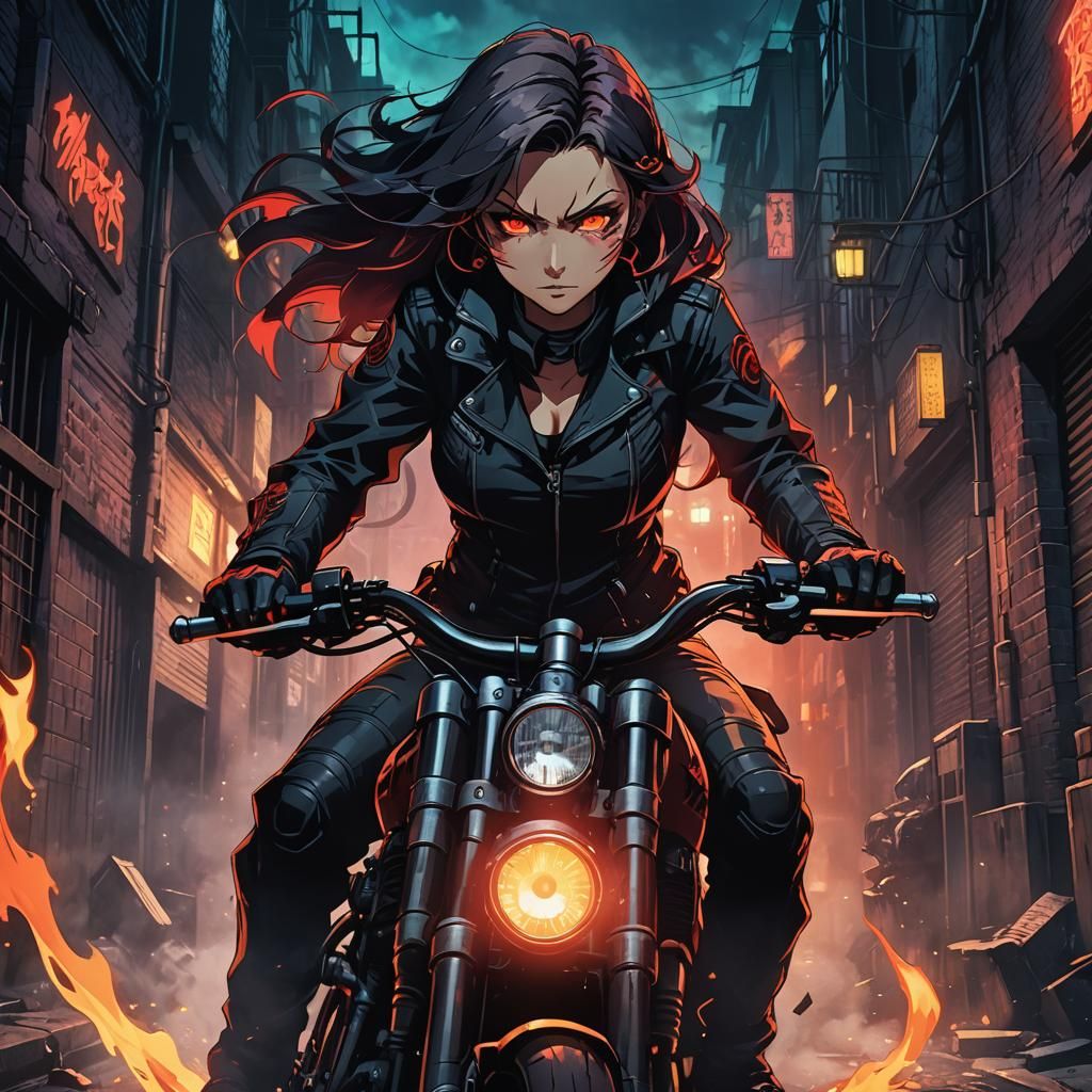 Marie Joan Morrow Rides Infernal Moto Bike Anime