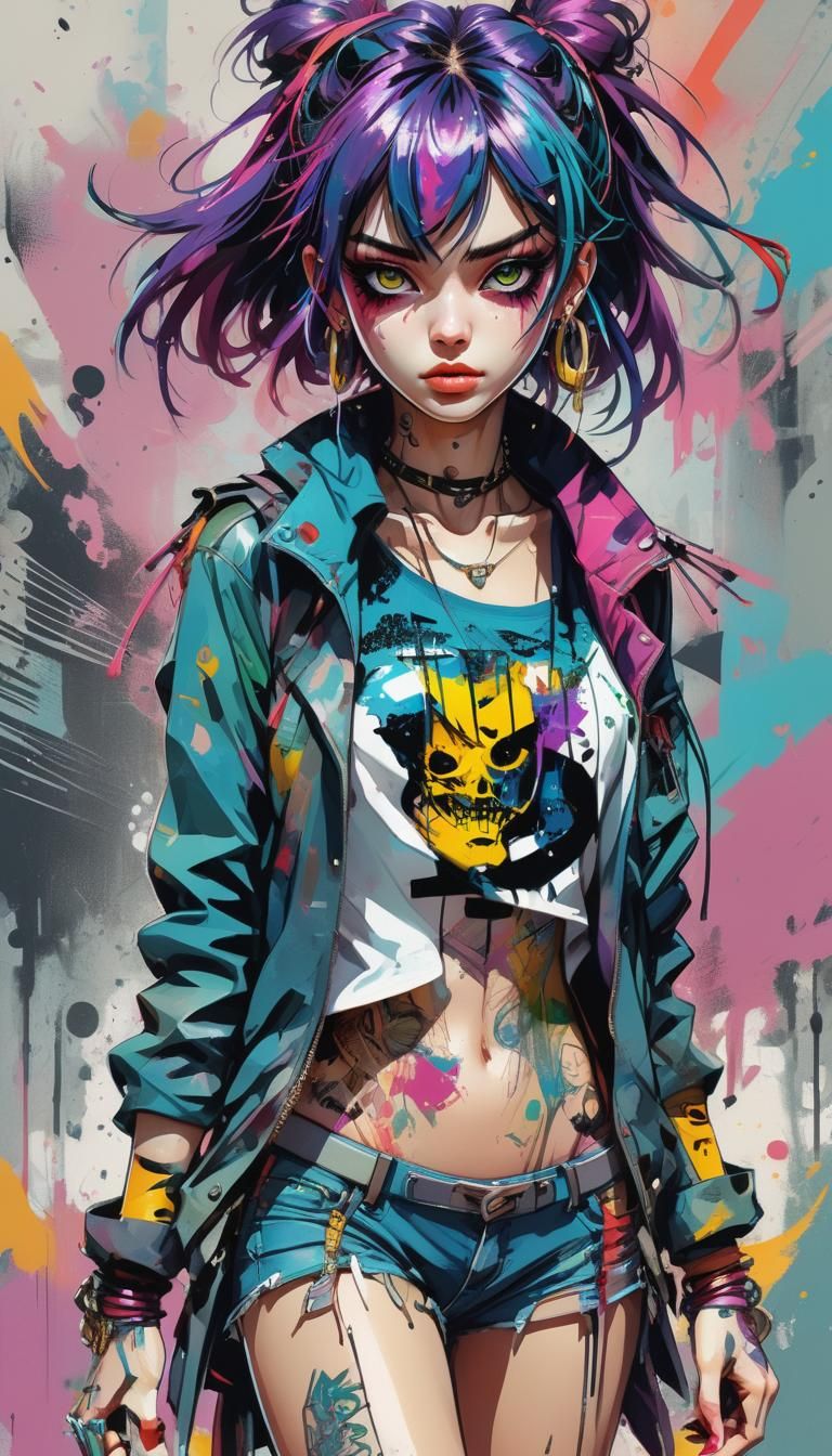 Anime Bad Girl in Pop Art Digital Illustration