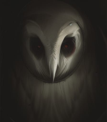Sinister Barn Owl in Horror Style