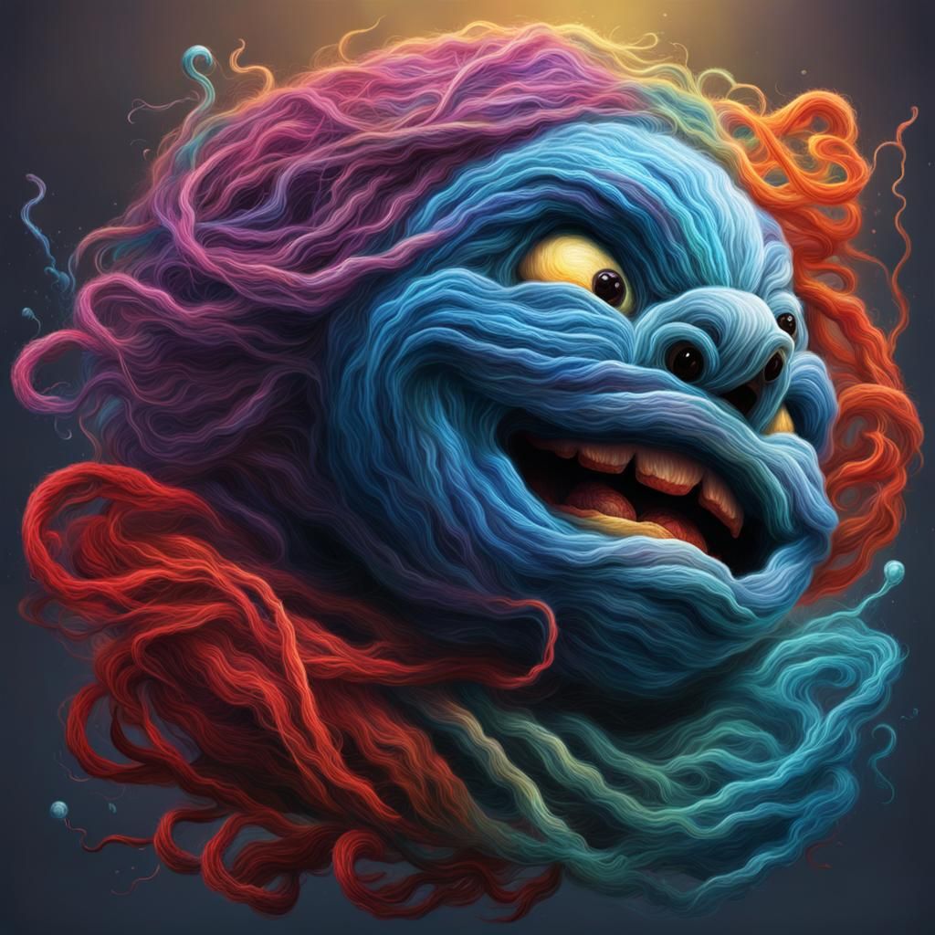 Hyperrealistic Yarn Will-o'-the-Wisp Concept Art