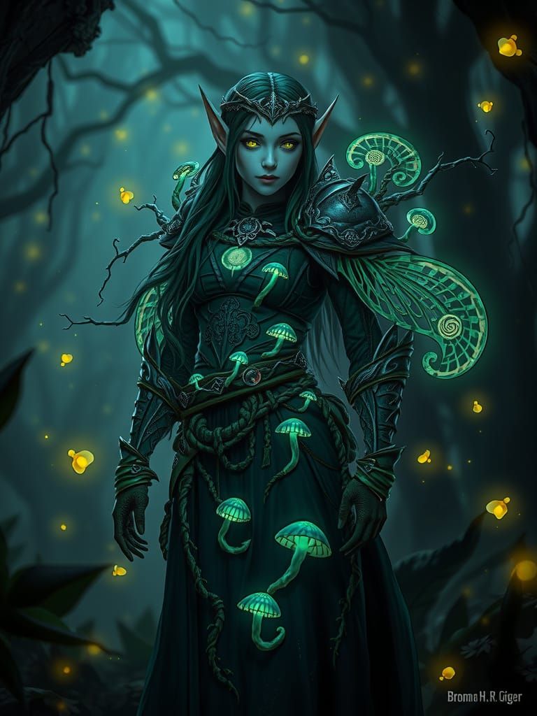Ethereal Elf Warrior in Bioluminescent Armor