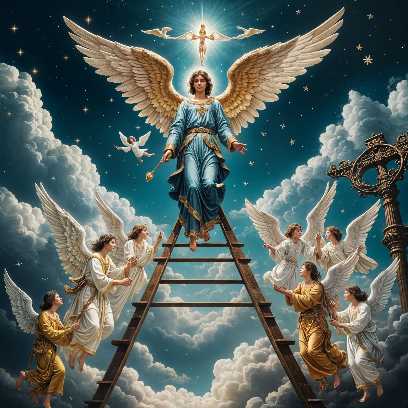 Angels Ascending Ladder to Heaven in Dream