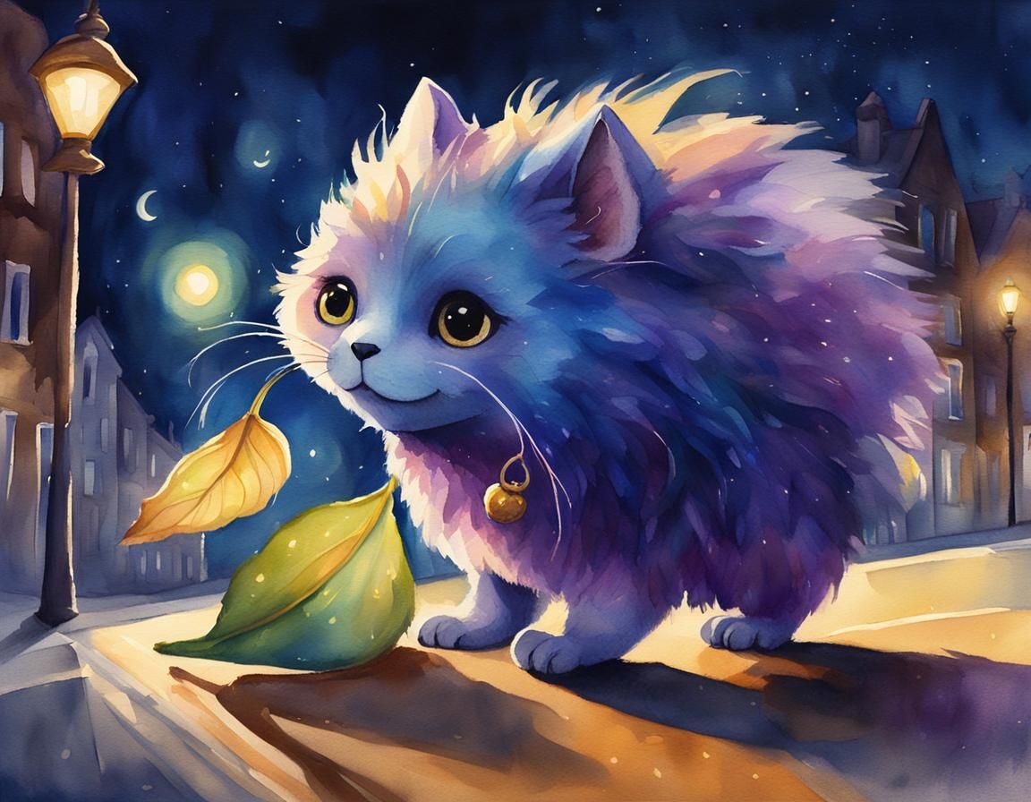 Magical Realism: Fluffy Creature on a Night Street