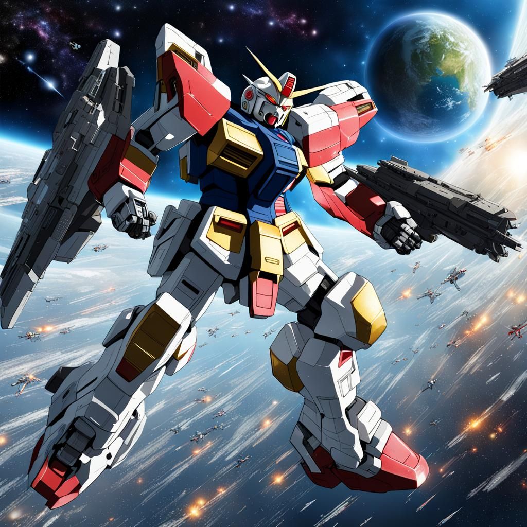 Detailed Gundam Battle in Deep Space