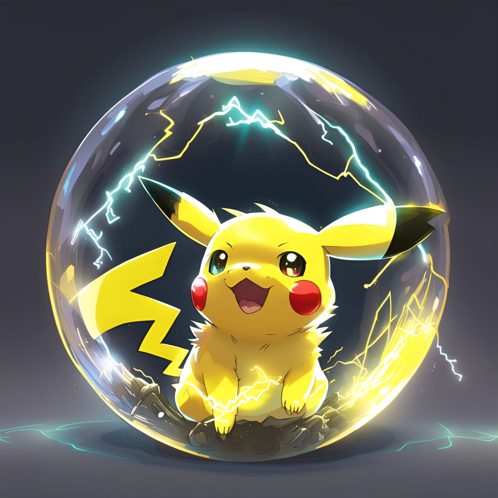 Cute Pikachu in Pokeball with Anime Key Visuals