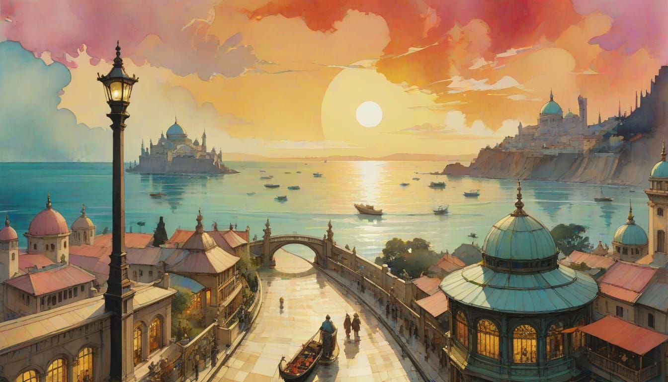 Elaborate Art Nouveau Architecture in Pastel Colors