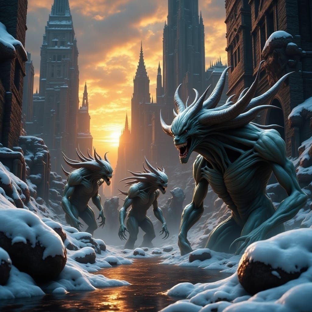 Cyberpunk Apocalypse in Icy Realism