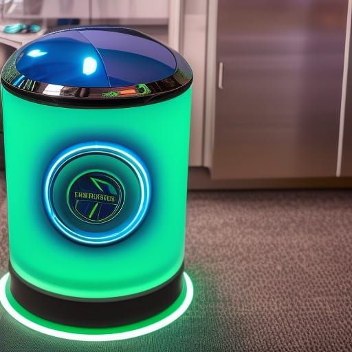 Sci-Fi Mechanical Sorting Garbage Can with Touchscreen