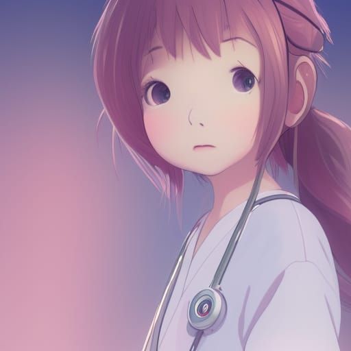 Anime Nurse in Pastel Colors, Ghibli Style