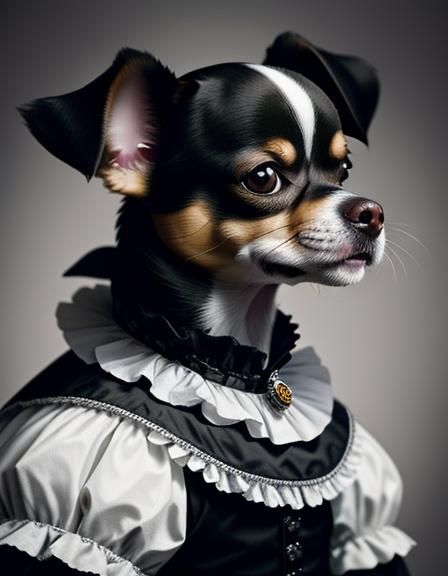 Chihuahua as Shakespeare with Skull, Detailed Portrait