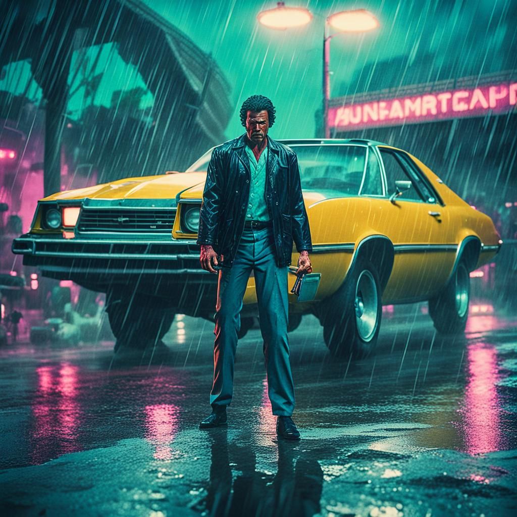 Dramatic Revenge Scene in 1980s Miami