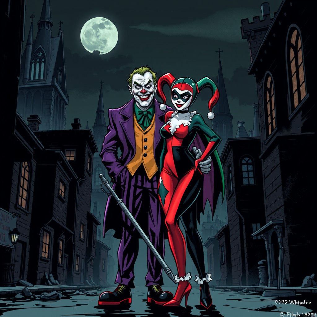 Joker and Harley Quinn in Gotham: A Film Noir