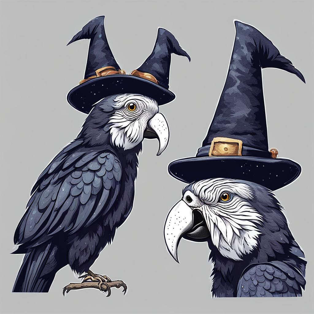 Parrot with Sorcerer's Hat and Beard