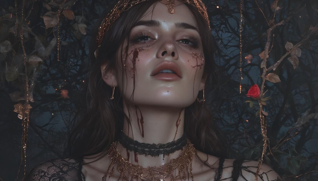 Mystical Forest Woman with Rose Gold Chains