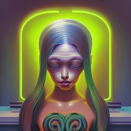 Queen: Crystal Neon Splash in Symmetrical 3D Art