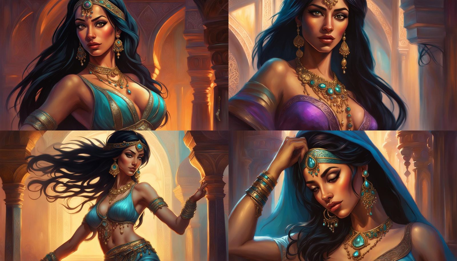 Jasmine's Dark Fairytale Belly Dance: Hyperrealistic Art