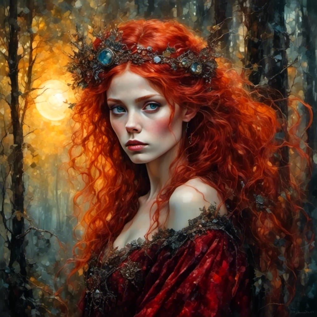 Steampunk Gothic Fairy Queen in Sunlit Woods