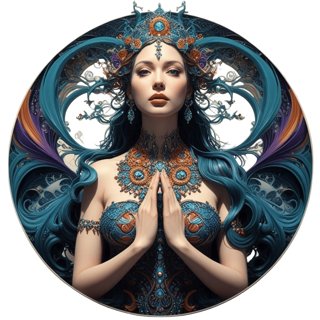 Hyper-Realistic Goddess in Fractal Modernist Style