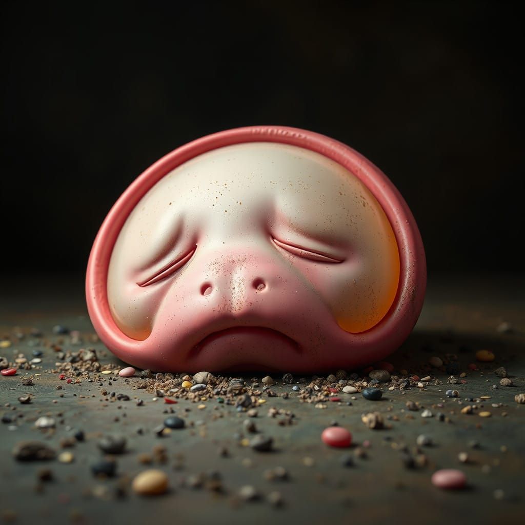 Surreal Portrait of a Tired Rubber in Distressed Reality