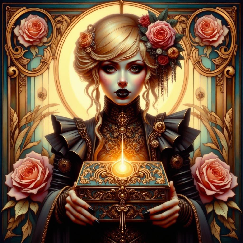 Romantic Goth Blonde Woman as an Item