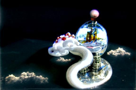 White Snake Guardian of Miniature City in Crystal Ball